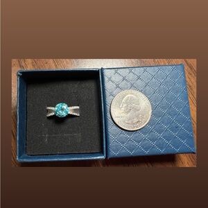 Blue moissanite ring
